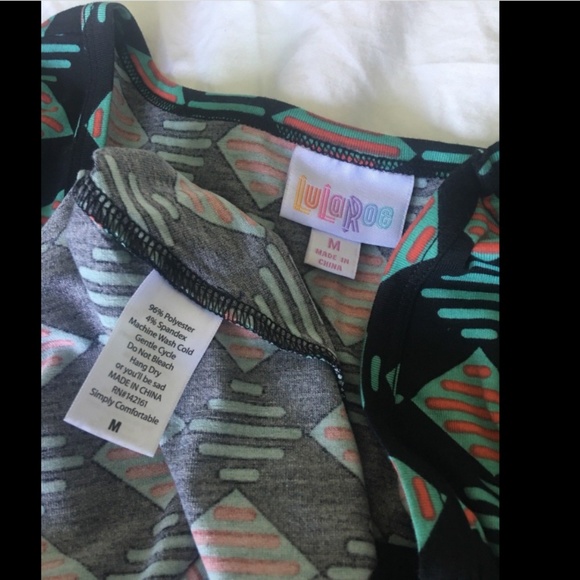 LulaRoe Nicole Dress Geometric Blue Black Green M - Picture 4 of 4